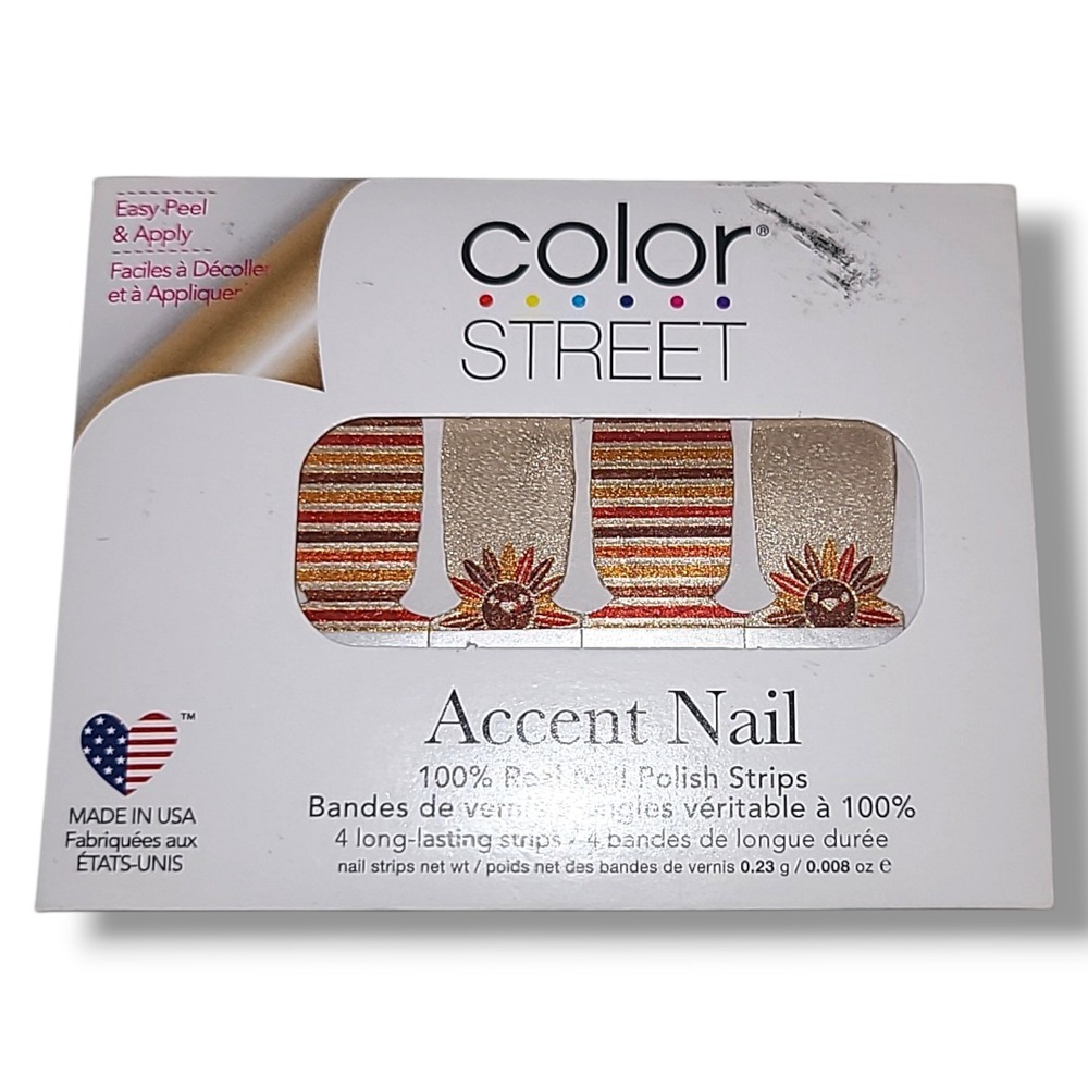 Color Street Turkey Trot Accent Nail Polish Strips NOS Autumn Thanksgiving USA